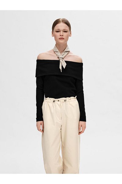 Selected Femme Off Shoulder Top Langärmeliges