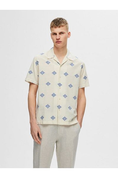 Selected Homme Kurzarmhemd Print Baumwoll