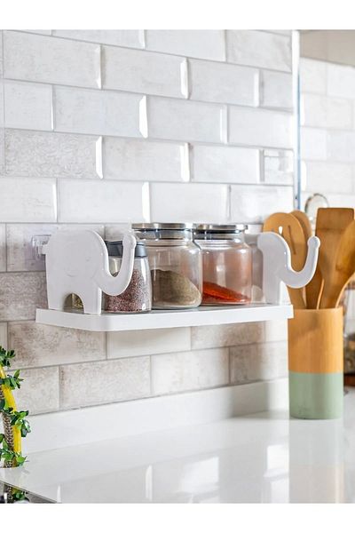 Royaleks Group 1 Self-Adhesive Bathroom Shelf - Spice Shelf - Coffee Shelf - Organizer Organizer Wall Shelf