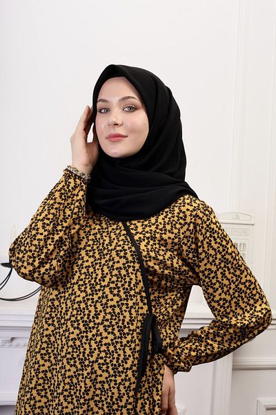 Kutay Collection Double Breasted Cut Seasonal Tied Hijab Prayer Dress - Practical Cut