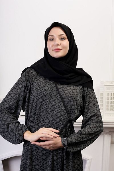 Kutay Collection Double Breasted Cut Seasonal Tied Hijab Prayer Dress - Practical Cut