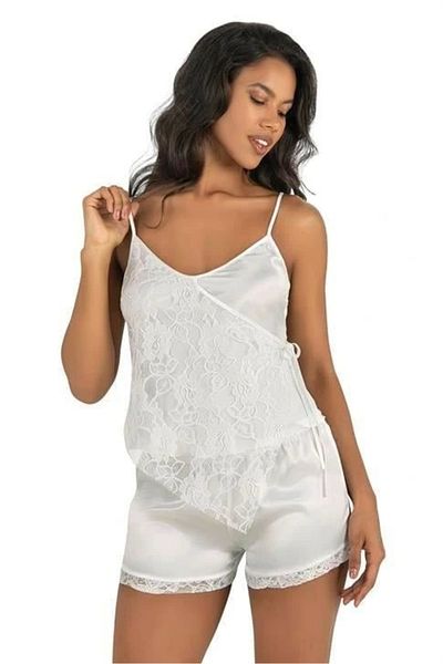 DEFNADA 9204 Model Ecru Satin Shorts Set