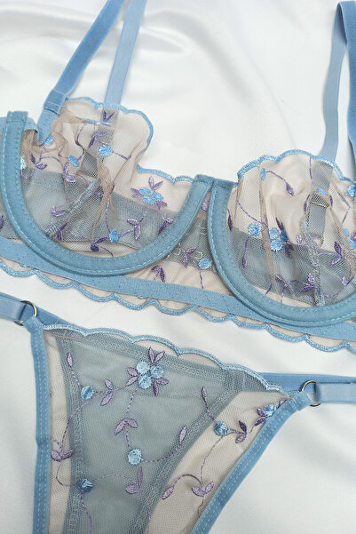 MILANOFOX Бюстгальтер з мереживною вишивкою та бантиками, комплект з трусиками (весільний набір - День закоханих - Новий рік)