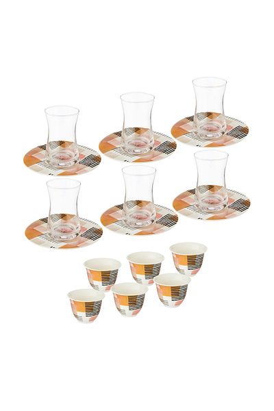 Dania 18 Piece Tea and Coffee Cup Set Classic Graphics