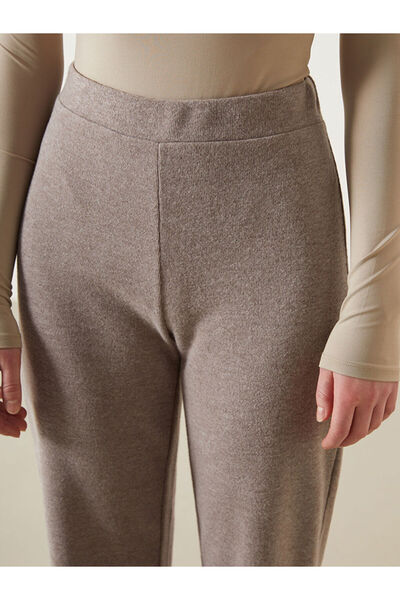 LC Waikiki Beige Elastic Waist Women's Knitwear Trousers