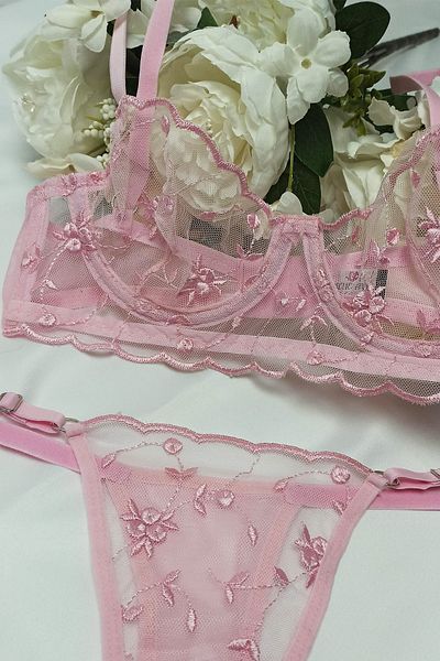 MILANOFOX Set tanga sutien cu sârmă cu broderie din dantelă (zestre - Ziua Îndrăgostiților - Anul Nou)