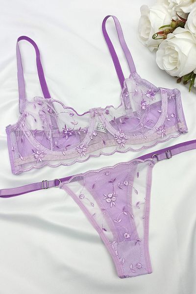 MILANOFOX Set tanga sutien cu sârmă cu broderie din dantelă (zestre - Ziua Îndrăgostiților - Anul Nou)