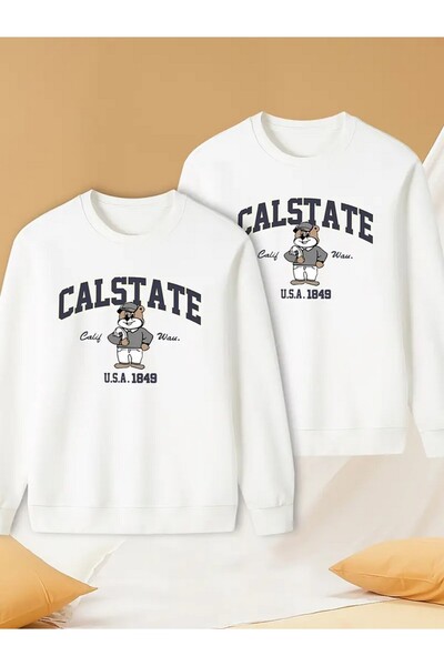 Tarzsokak الأبيض طاقم الرقبة البلوز زوجين عاشق مجموعات زوجين الملابس