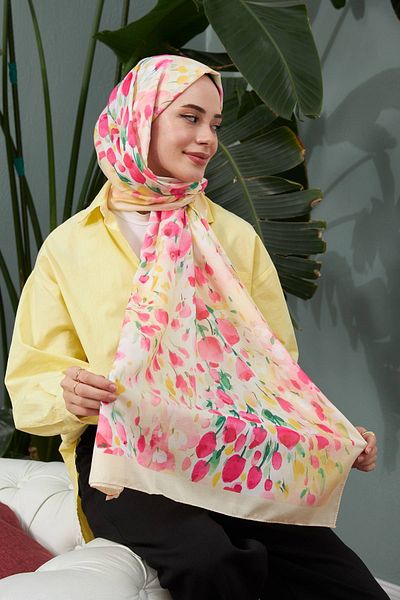 İpekhan سلسلة Ipekhan Botany - شال فيسكوز قطني وردي 3023-09