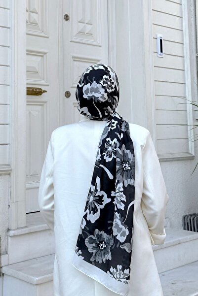 İpekhan Nature Frezya Soft Shawl White Black 3038-06