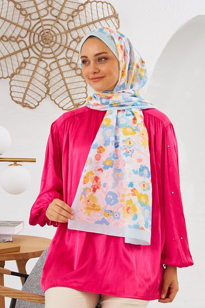 İpekhan Nature Pinkly Soft Shawl Baby Blue 3031-06