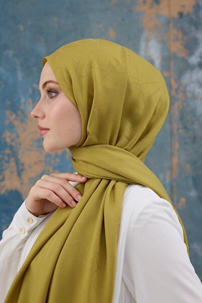 İpekhan Τετράγωνο σχέδιο Βαμβακερό Ζακάρ Σάλι Λάδι Πράσινο 8012-11