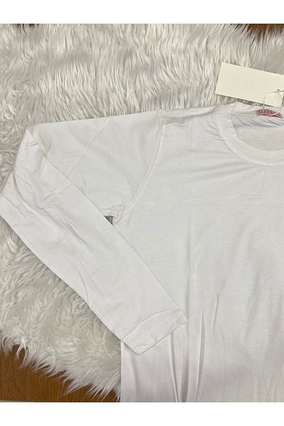 skycott Long Sleeve Tshirt Body White Color Basic Plain Patternless Tall Tunic T-Shirt