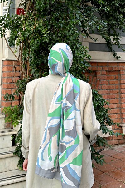 İpekhan Μαλακό σάλι Green Grey Nature Lilyum - 3036-16