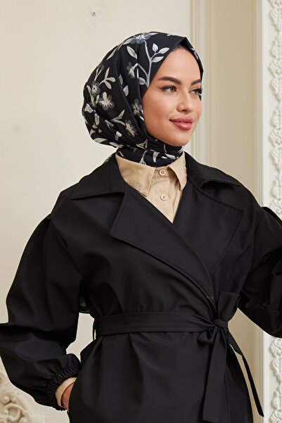 İpekhan Petunya Βαμβακερό σάλι βισκόζης μαύρο