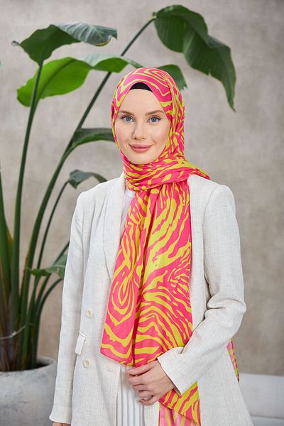 İpekhan Ethnic Galaxy Soft Shawl Pink Orange 3042-12