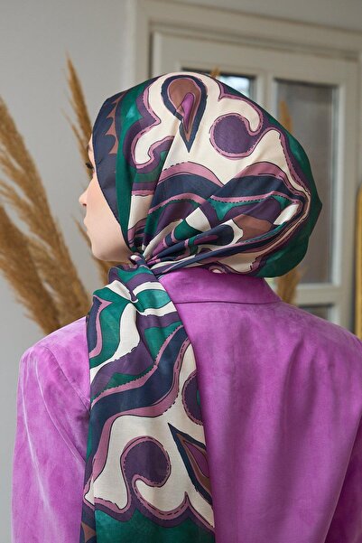 İpekhan Μαλακό σάλι Σκούρο Πράσινο Μπεζ Summer Sparkle Collection - 3045-07