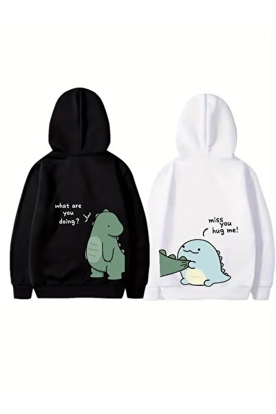 Tarzsokak Beyaz Kapşonlu Sweatshirt Çift Sevgili Kombinleri Couple Clothing