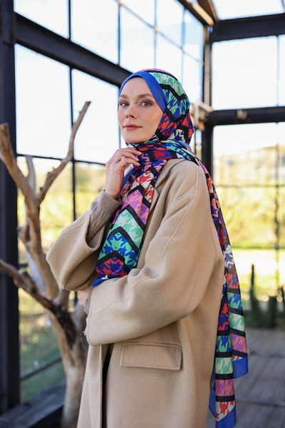 İpekhan Boheme Collection Μαλακό Σάλι Navy Blue Green 3043-14