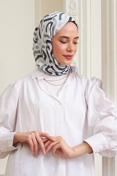 İpekhan Spiral Cotton Viscose Shawl Black White