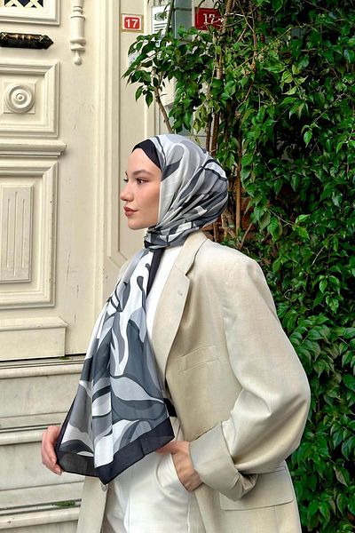 İpekhan Nature Lilyum Soft Shawl Black Grey 3036-09