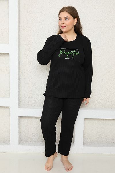FAMES PİJAMA Costum de pijama cu nervuri de marime mare