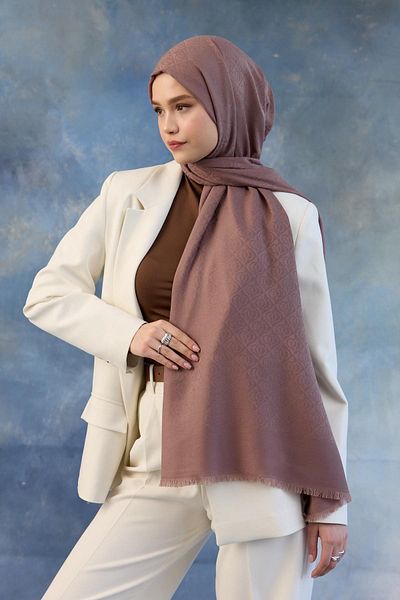 İpekhan Βαμβακερό Jacquard Dusty Rose Shawl - Μοτίβο λογότυπου, 8008-01