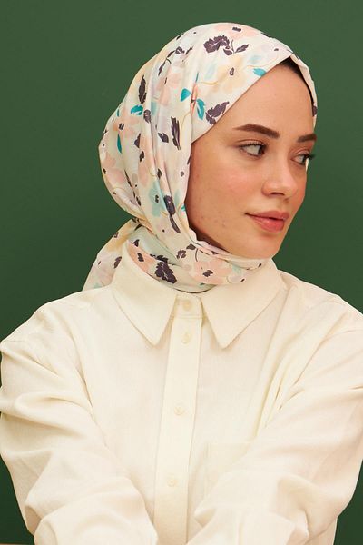 İpekhan Amelia Patterned Cotton Shawl Turquoise 3025-07