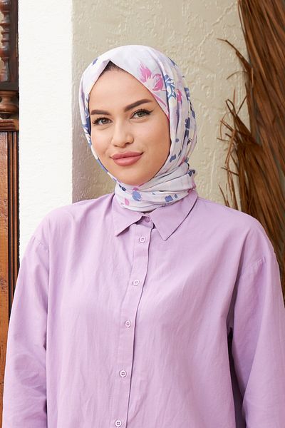 İpekhan Rose Cotton Viscose Shawl Lilac
