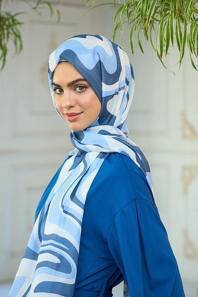 İpekhan Turquoise Blue Soft Shawl Summer Sparkle Collection - 3044-01