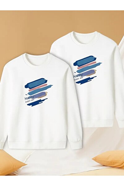 Tarzsokak الأبيض طاقم الرقبة البلوز زوجين عاشق مجموعات زوجين الملابس