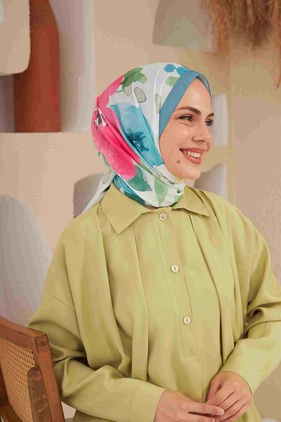 İpekhan Comfort Flowers Shawl Water Green 3027-04