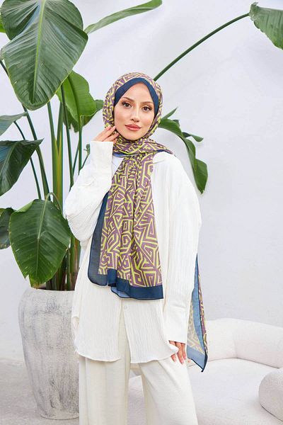 İpekhan Colorday Pure Soft Shawl Plum Green 3040-02