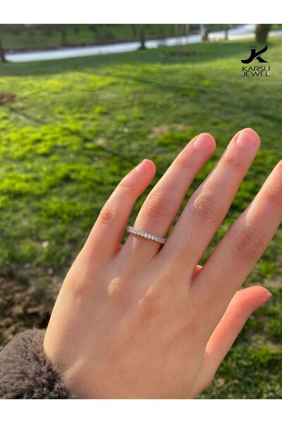 KARSU 925 Ayar Gümüş Tek Sıra Tamtur Alyans