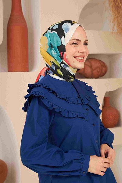 İpekhan Comfort Flowers Shawl Black 3027-02