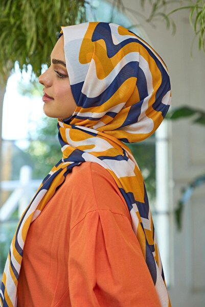 İpekhan Summer Sparkle Collection Μαλακό Σάλι Πορτοκαλί Navy Blue 3044-15