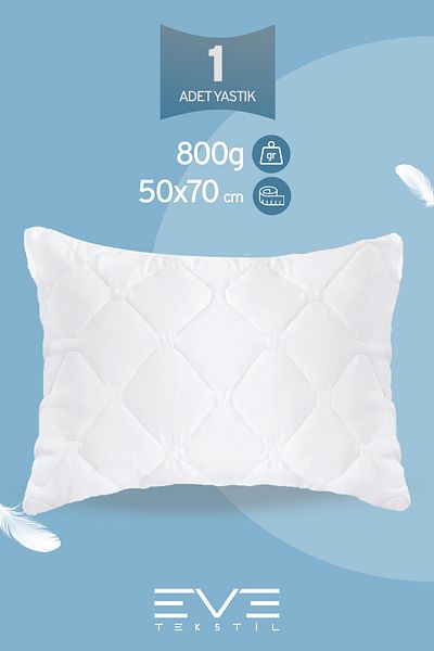 Eve Tekstil Pernă matlasată Diamon Plus, lavabilă cu fermoar, antialergică, 50x70 cm, 800 gr