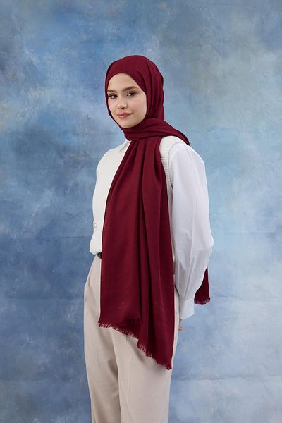 İpekhan Şal jacquard din bumbac cu model picioare de gâscă Roşu Claret 8011-02