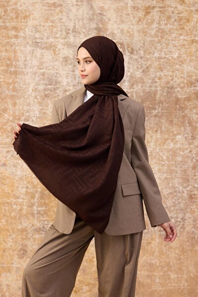 İpekhan Fendi Pattern Βαμβακερό Ζακάρ Σάλι Bitter Brown 8009-16