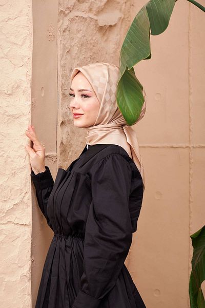 İpekhan Checkered Jacquard Scarf Mink 9900-13