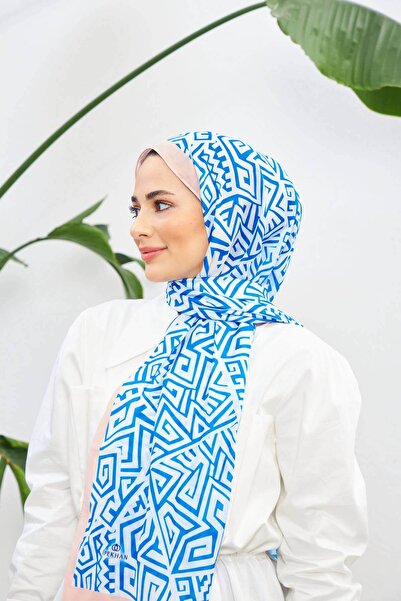 İpekhan Colorday Pure Soft Shawl White Blue 3040-11