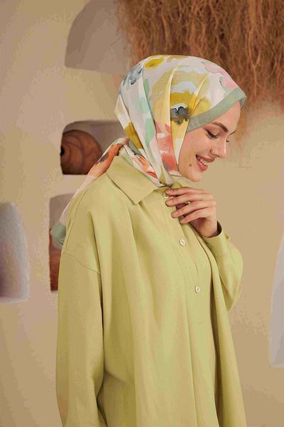 İpekhan Comfort Flowers Shawl Mold Green 3027-05