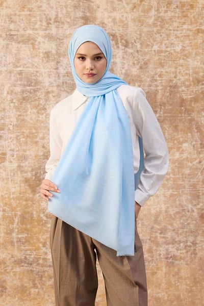 İpekhan Şal jacquard din bumbac cu model, albastru baby 8009-03