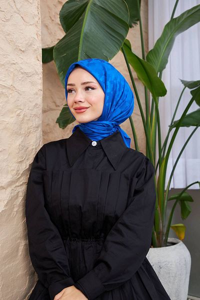 İpekhan Κασκόλ Saks Blue Jacquard Houndstooth - 9901-19