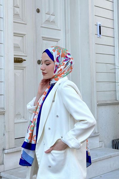 İpekhan Şal moale Nature Freesia Night Blue 3038-08