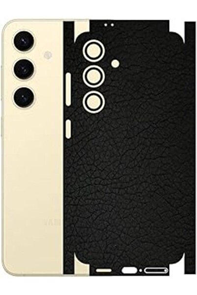 Ecr Mobile Samsung Galaxy S24+ ile Uyumlu Deri Desenli Siyah Arka Kaplama