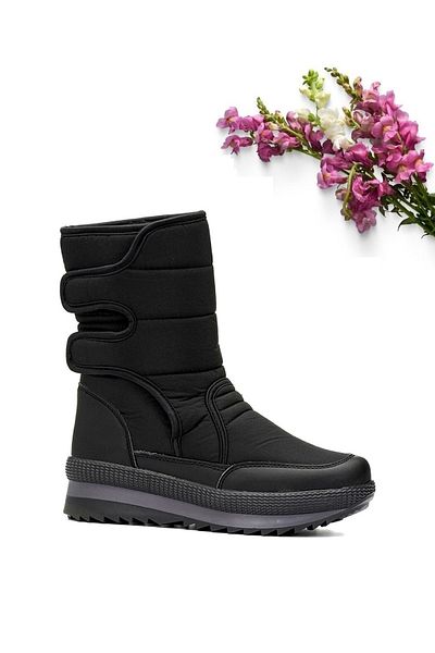 Twingo Γυναικείες Παιδικές Velcro Strappy Μαύρο Χρώμα Καθημερινές Χειμερινές Μάλλινες Εσωτερικές Μπότες Χιονιού