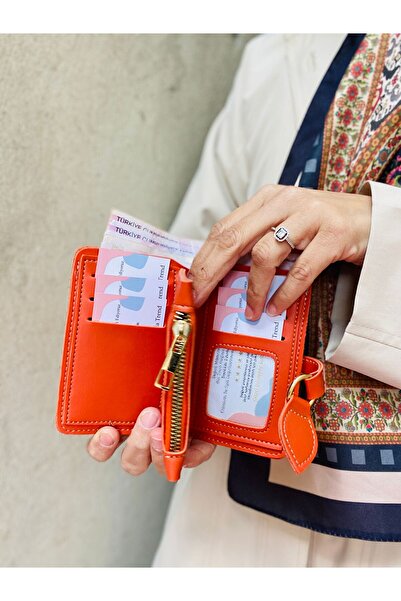 Çanta Trend Turuncu Kedi Kadın Aksesuar Kartlık  Cüzdan