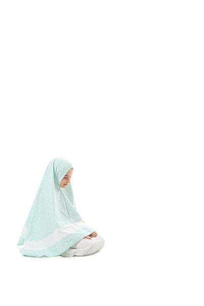 elanesa Mint Color Star Printed Girl's Prayer Dress - Belt Patterned