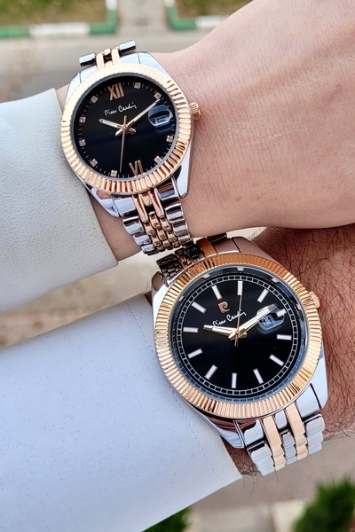 Pierre Cardin Kadranı Siyah Bronz Gümüş Renk 24 Ay Garantili Sevgili Çift Kol...